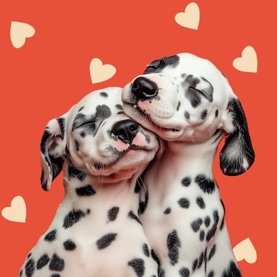 two dalmatian puppies in love